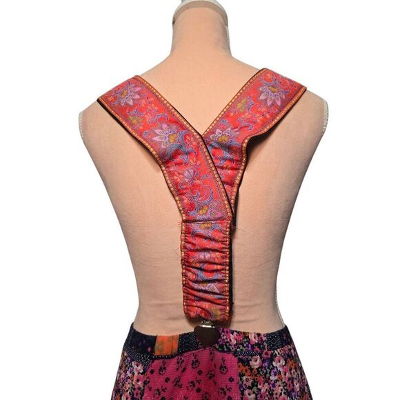 Rayvehn Asian Floral Embroidered Ribbon Suspenders - Picture 2 of 4